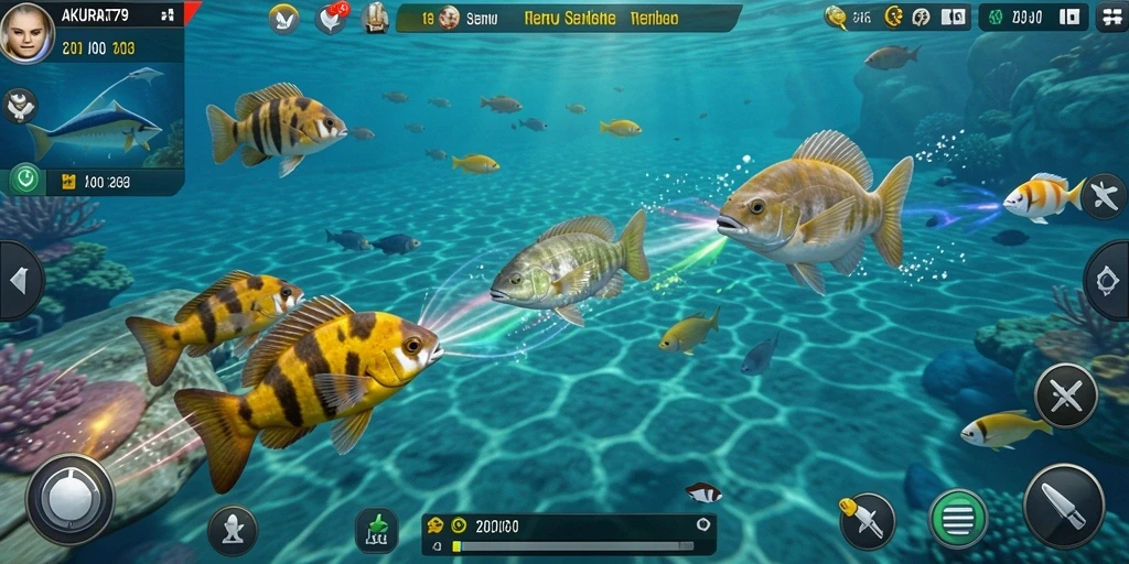 Tampilan gameplay seru dari AKURAT79 saat berburu ikan.