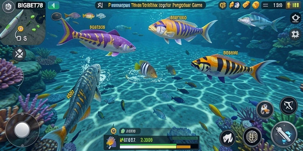 Tangkapan ikan berwarna-warni dalam gameplay BIGBET78.