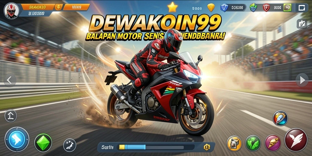Screenshot utama menunjukkan aksi balap motor yang mendebarkan.