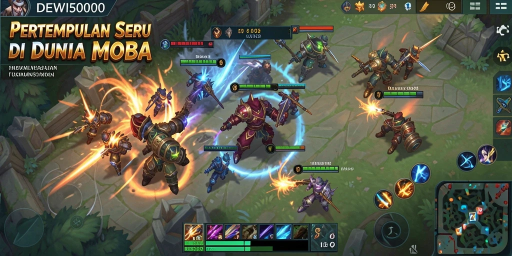 Gameplay DEWI5000 yang seru dan menegangkan dalam pertempuran MOBA.