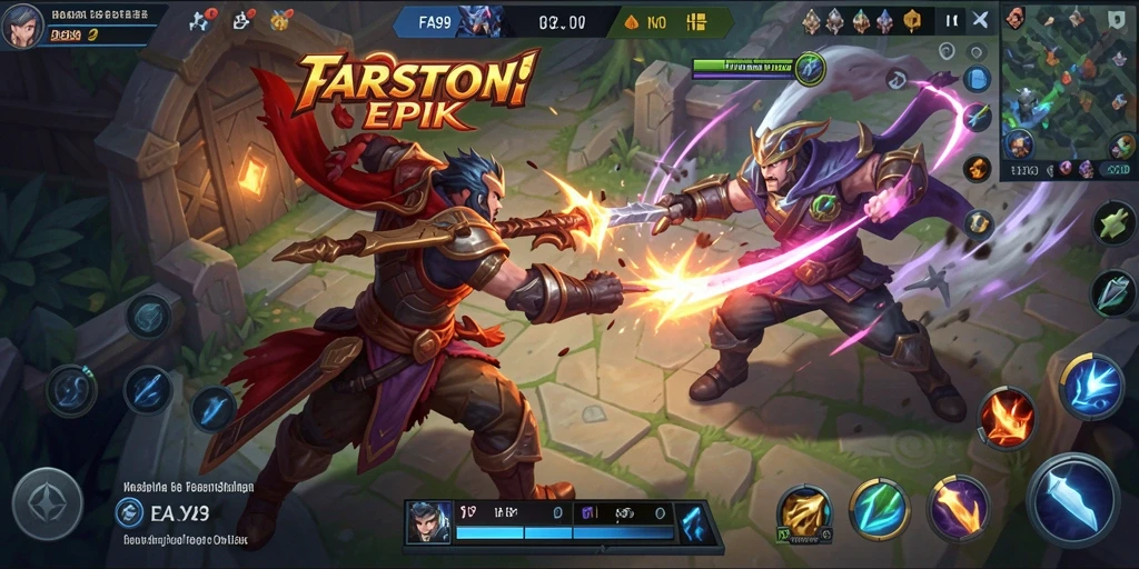 Tampilan gameplay seru dalam pertarungan MOBA