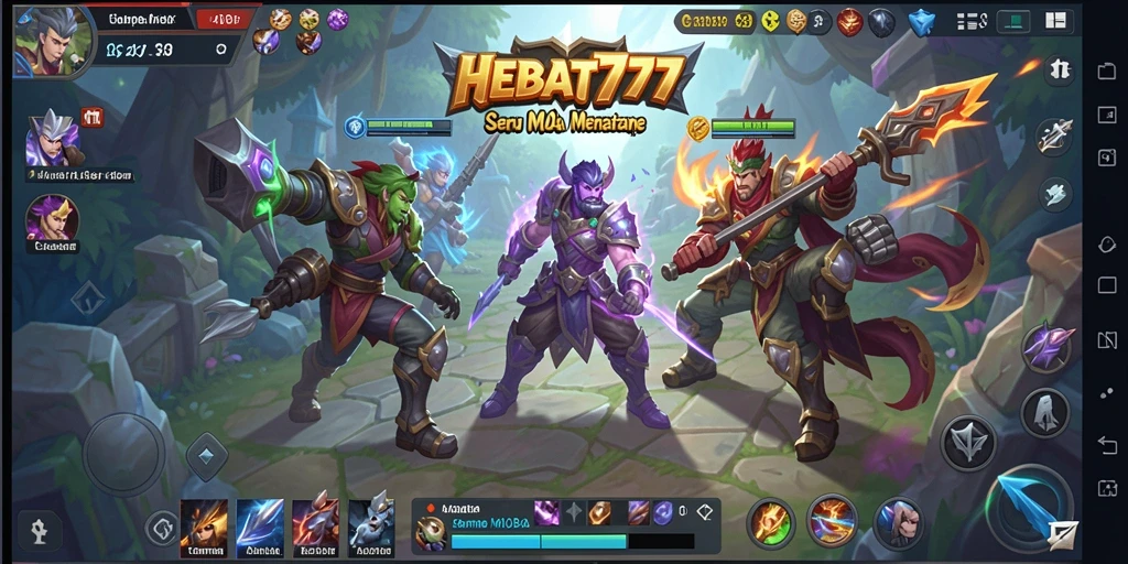 Tampilan gameplay HEBAT777 yang epik dalam pertarungan MOBA.