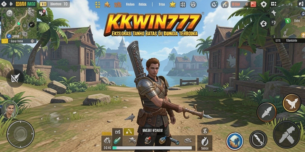 Screenshot gameplay KKWIN777 yang menggambarkan dunia terbuka yang luas.