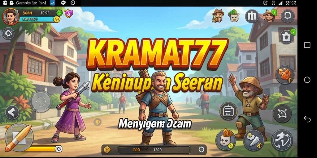 Tampilan gameplay KRAMAT77 dengan aktivitas seru dan interaksi karakter.