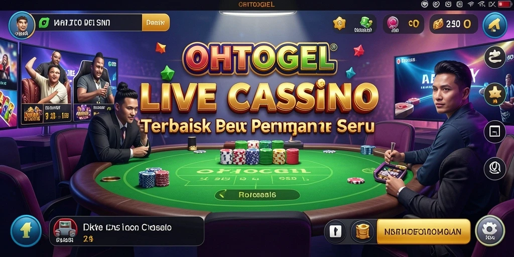 Screenshot OHTOGEL menampilkan dealer profesional dan permainan Live Casino yang mendebarkan.
