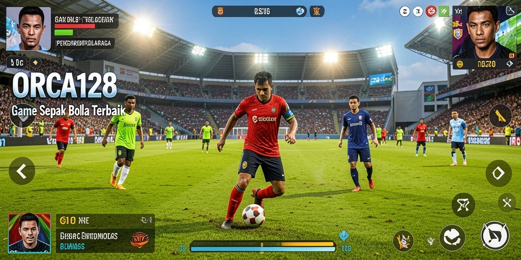 Gameplay ORCA128 yang menegangkan di lapangan sepak bola.