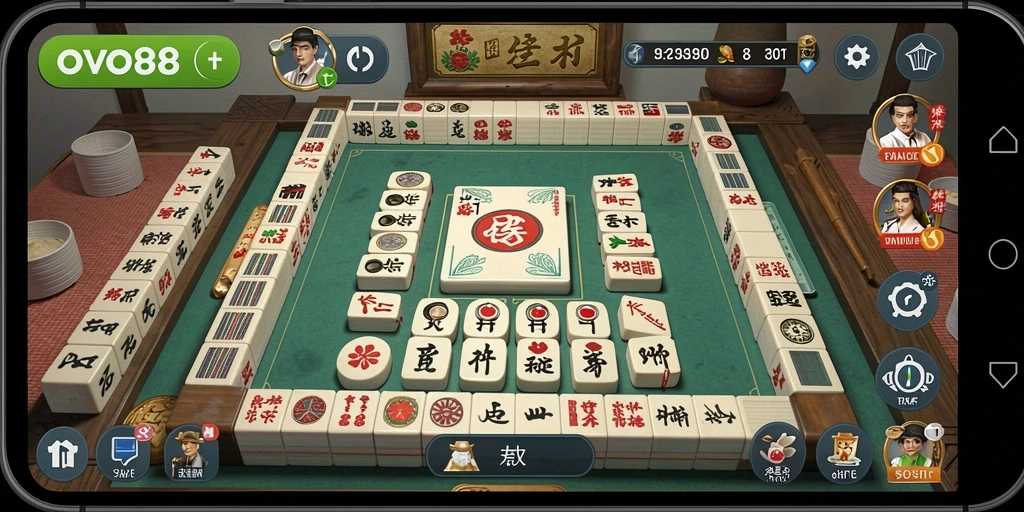 Screenshot OVO88 menampilkan gameplay Mahjong yang menantang dan menarik.