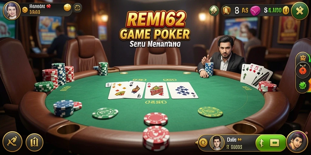 Tampilan menarik dari gameplay poker di REMI62.