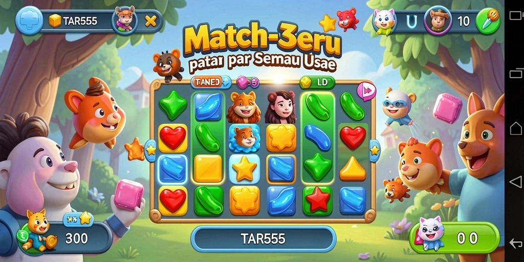 Tampilan menakjubkan dari gameplay TAR555 yang penuh warna.